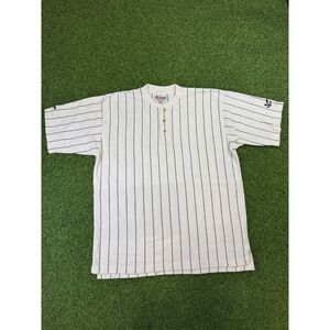 Vintage Chase Authentics NASCAR Pinstripe Henley Shirt Mens XL Cream Racing Tee